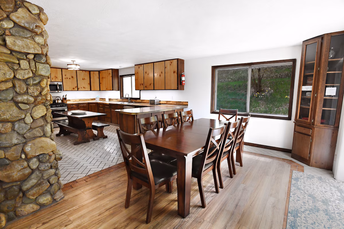 Dining area between kitchen and deck.