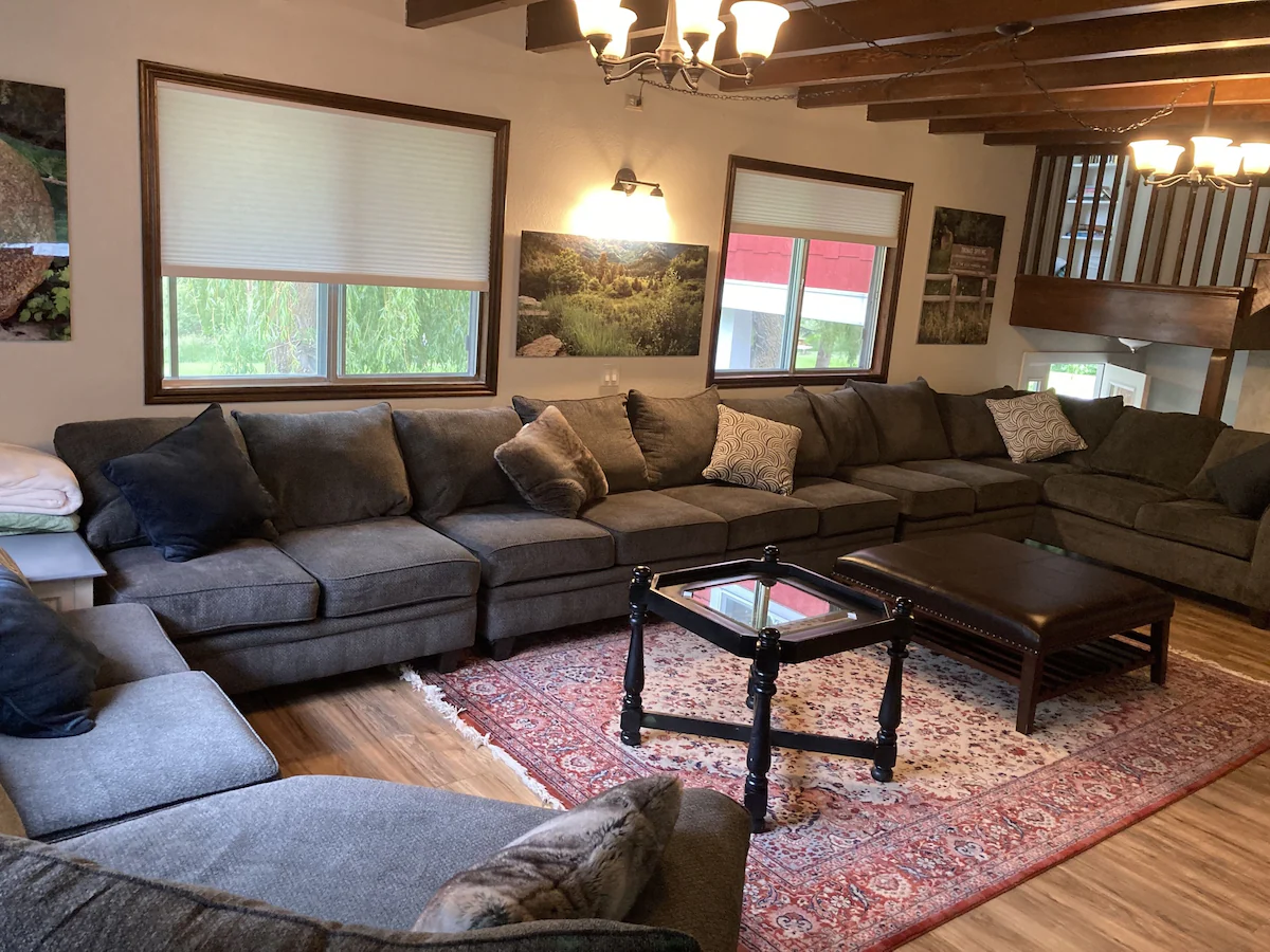 Living Room. Looking from the dining area back toward the entryway.
