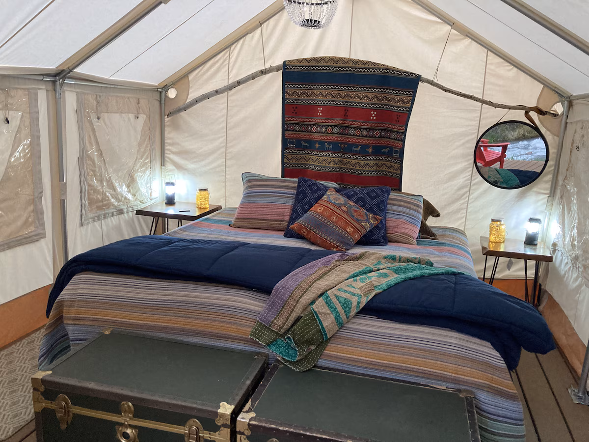 Riverside Glamping Tent. King Bed. The comforts of home. Without all the people