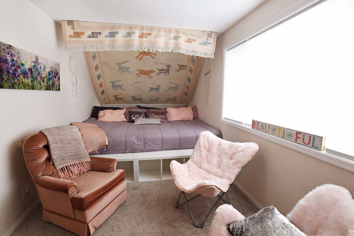 The Giant Bed in the Pink Room upstairs